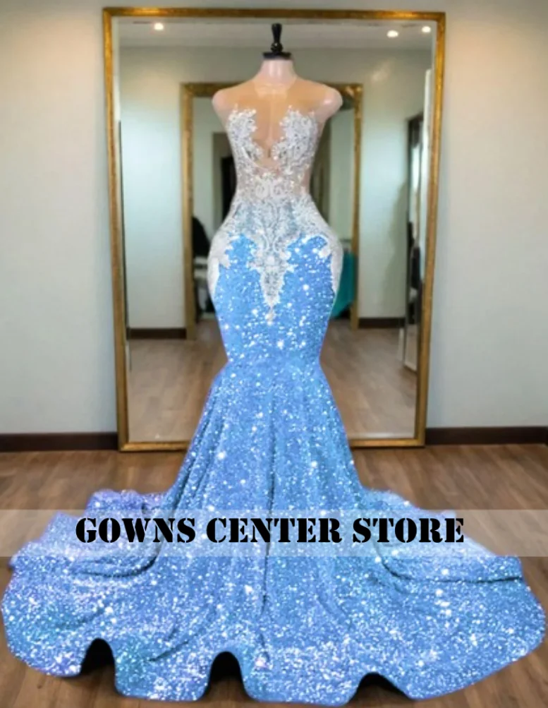 Orange Sequin Bead Crystal Long Prom Dresses For Black Girl Appliques Party Dresses Women 2025 Sequin Formal Gown Customized