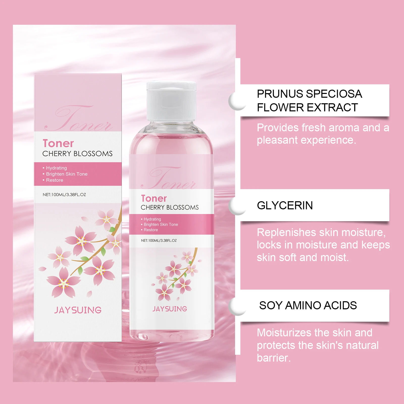 Sakura Face Toner Deep Hydrating Moisturizing Oil Control Improve Dryness Rejuvenating Firming Brightening Cherry Blossoms Serum