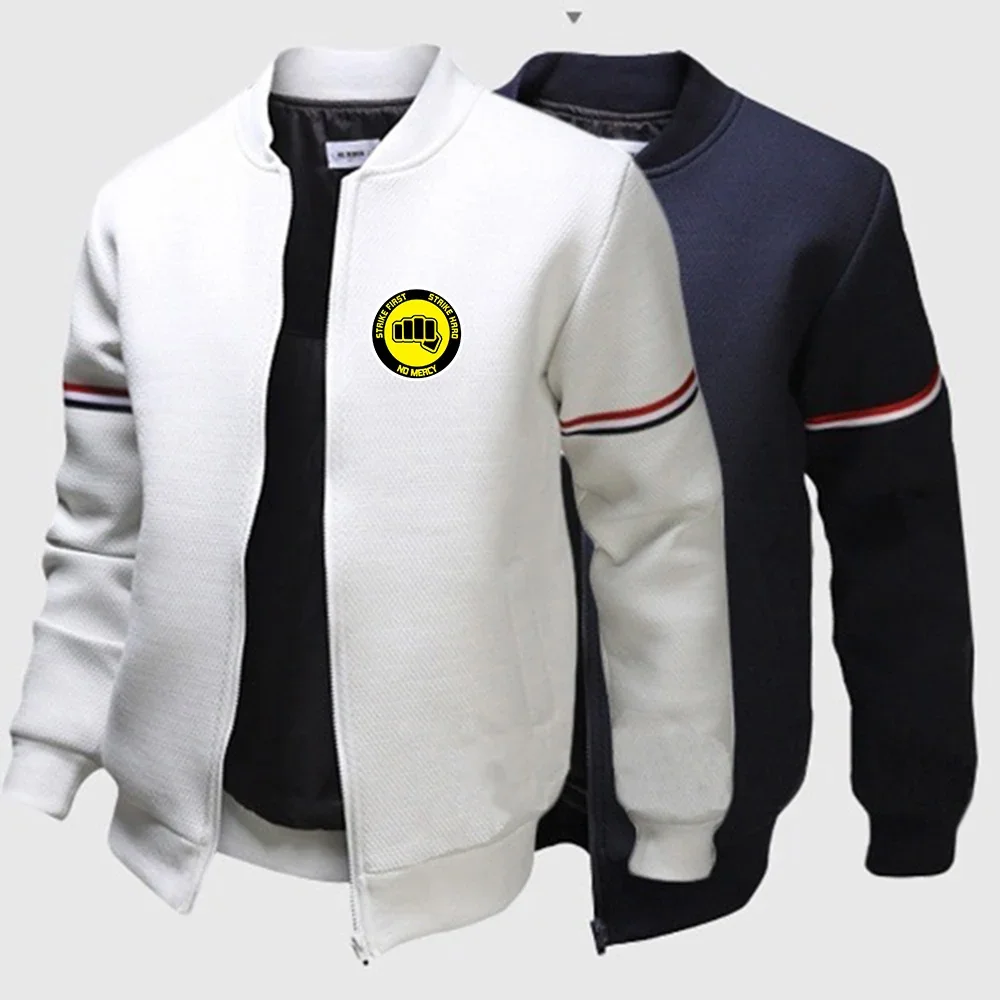 Cobra Kai stampa moda 2024 nuovo uomo tinta unita cotone manica lunga giacca da volo in pile Slim Fit All-Match tuta top