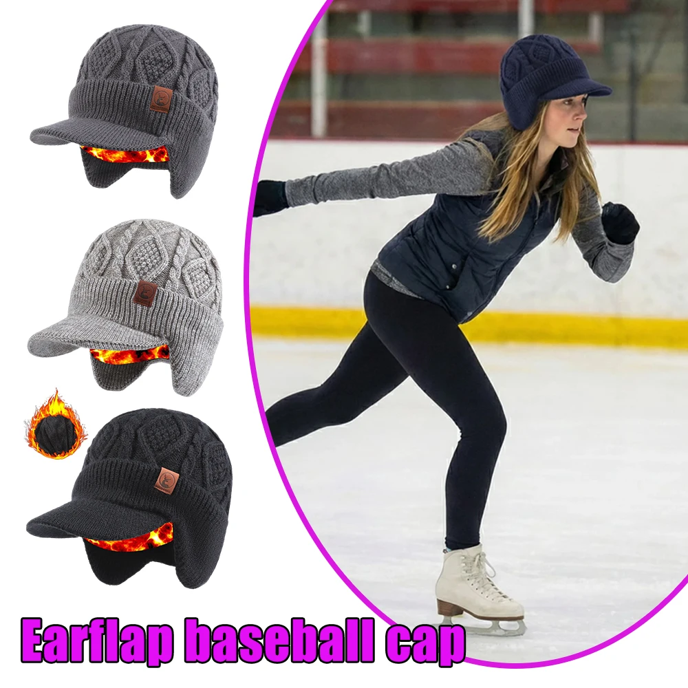 

Mens Womens Winter Knit Beanie Hat Fleece Lined Thermal Warm Skull Cap With Ear Flaps Windproof For Cold Weather Outdoor