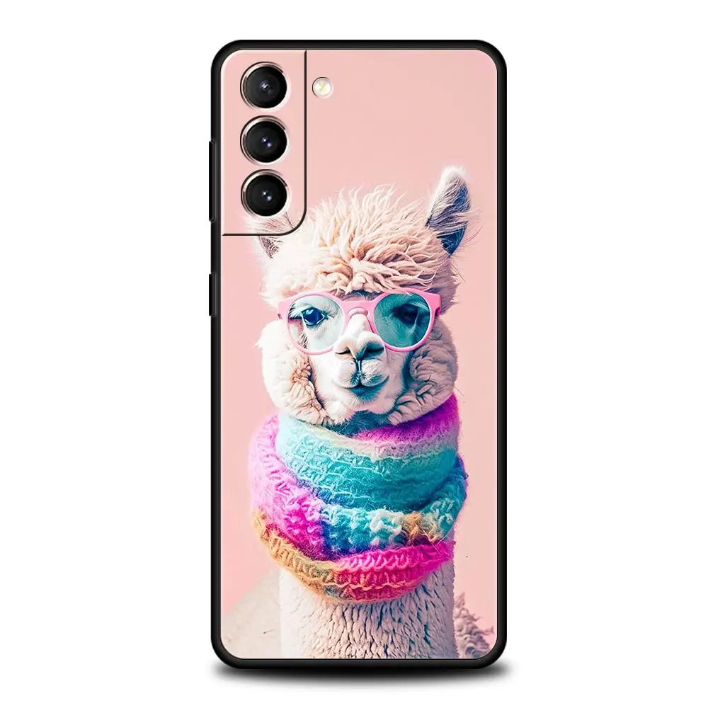 Phone Case For Samsung Galaxy S24 S23 S22 Ultra S20 S21 FE 5G S10 S9 Plus S10E S8 S7 Edge Soft Cover Kawaii Alpaca lovely