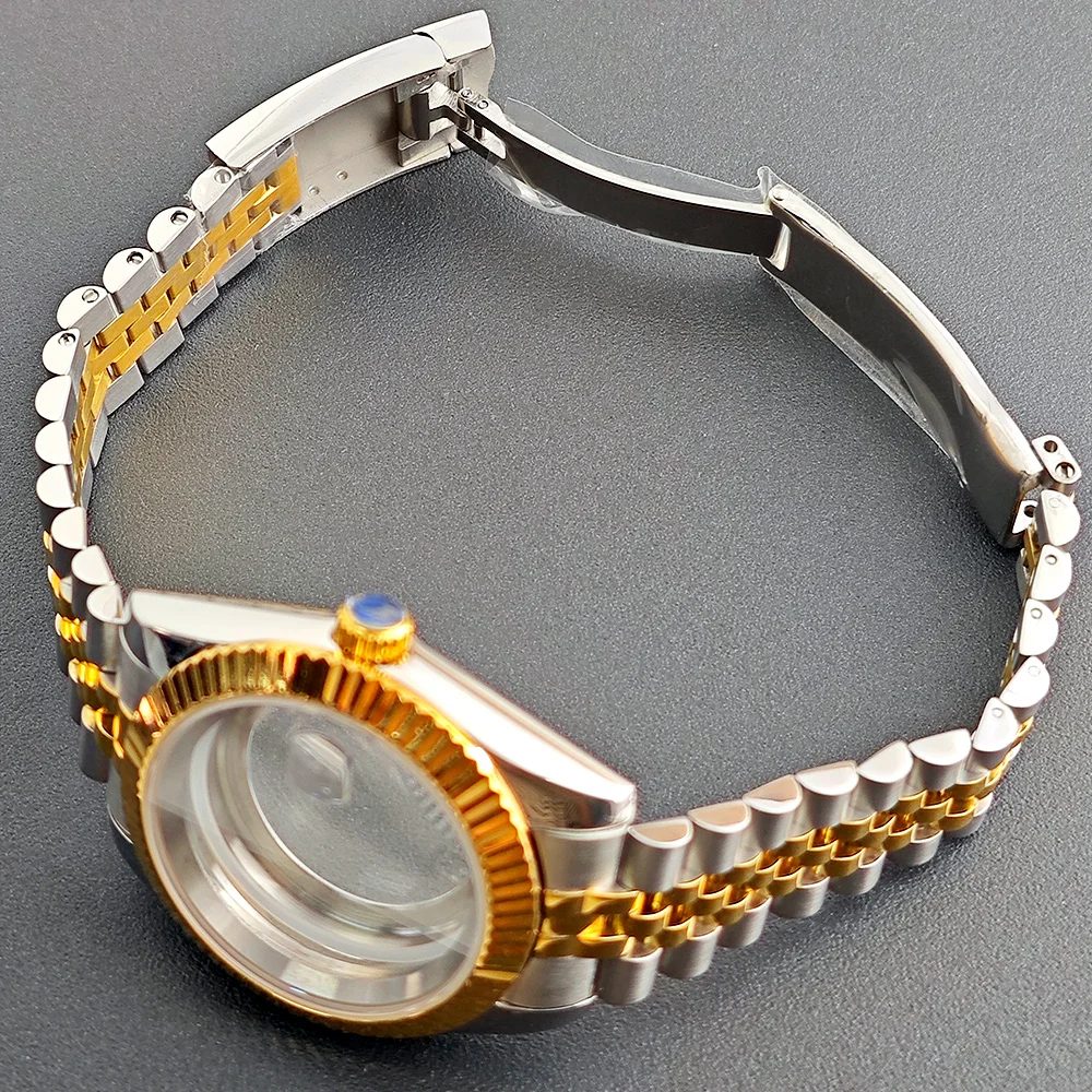 NH35 حافظة مجهزة حزام ساعة اليد 36/41 مللي متر صندوق ساعة يناسب NH34/35/NH36 حركة الملحقات الياقوت الزجاج NH35 الطلب