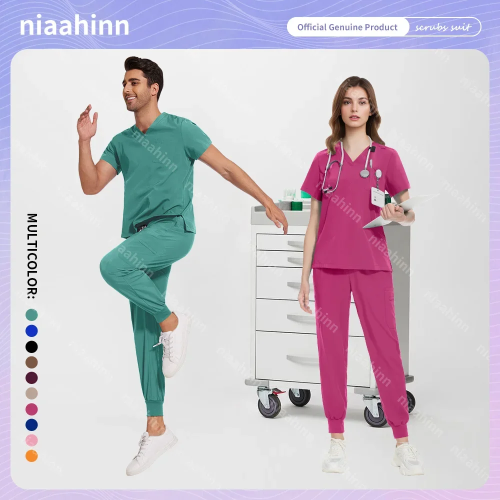 Niaahinn Medical Uniforms Lab Work Clothes Women Men Scrubs Nurse Uniforms Pet Vet Costume Workwear Hospital Surgery Accessories