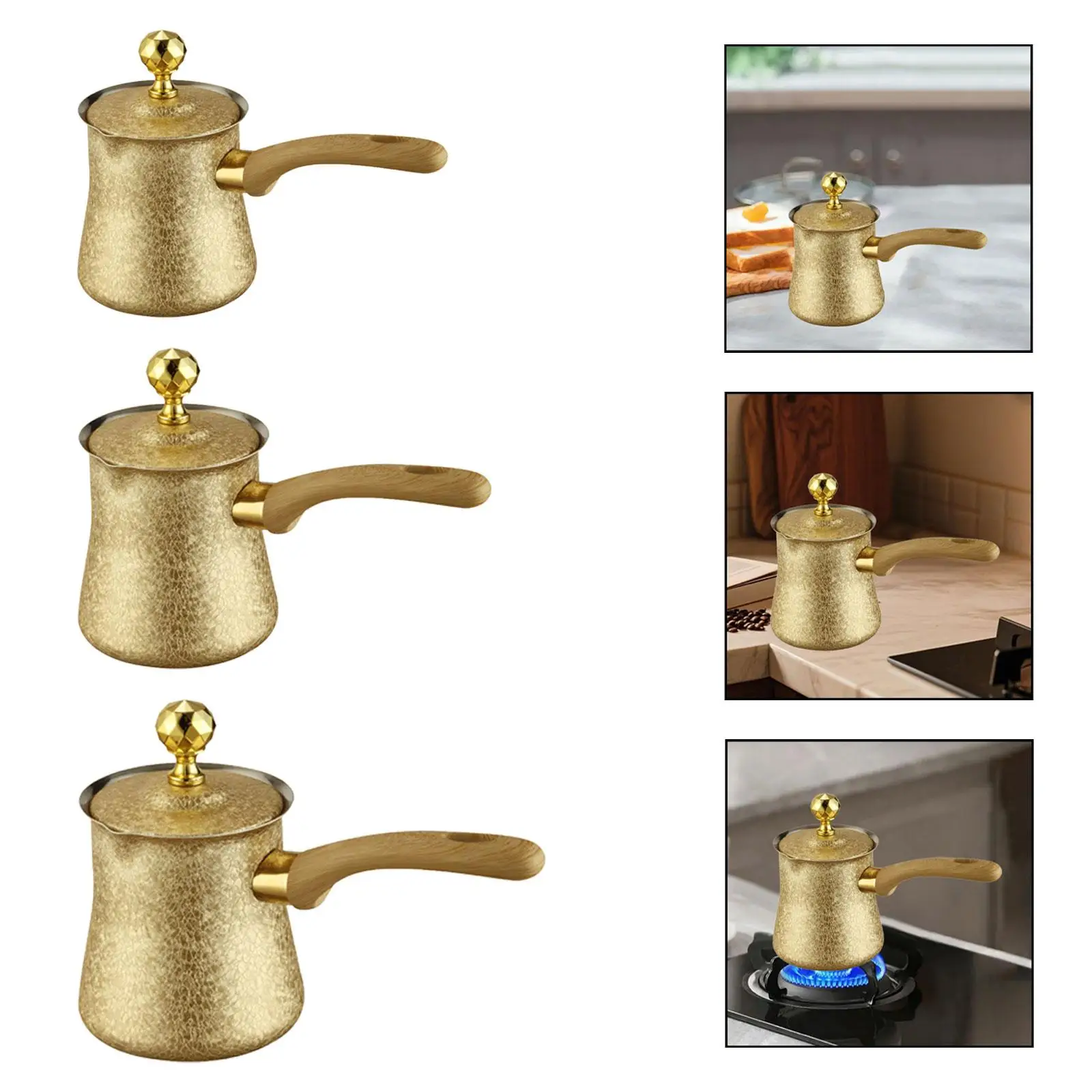 

Coffee Pot Butter Milk Warmer Jug Portable for Gas Stoves Gift Teapot Chocolate Melting Pot for Home Restaurant Office