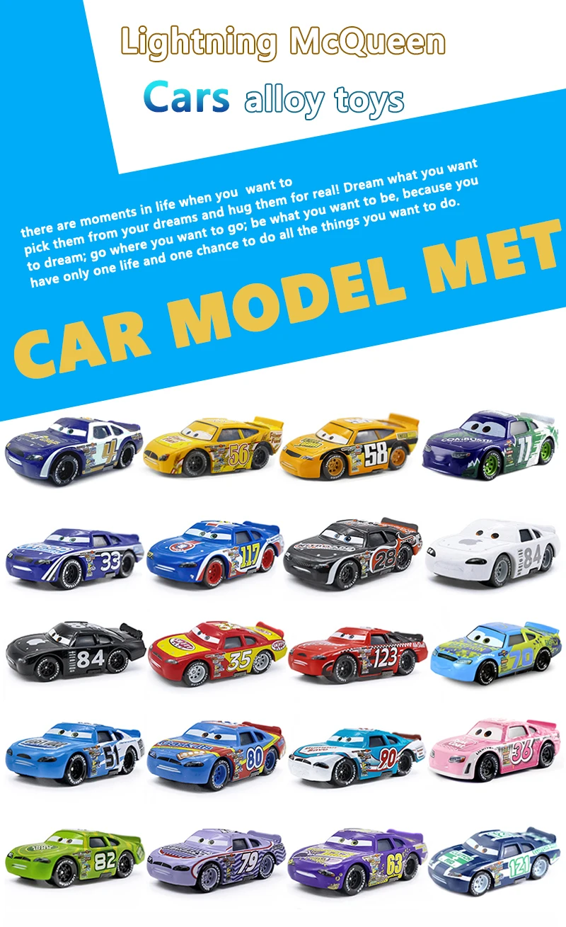 Spielzeugautos Piston Cup Racing Series Rennwagen McQueen Rusty Cornfuel Aiken Axler Chuck Armstrong Legierungs-Spielzeugauto Kindergeschenk – Detail 1