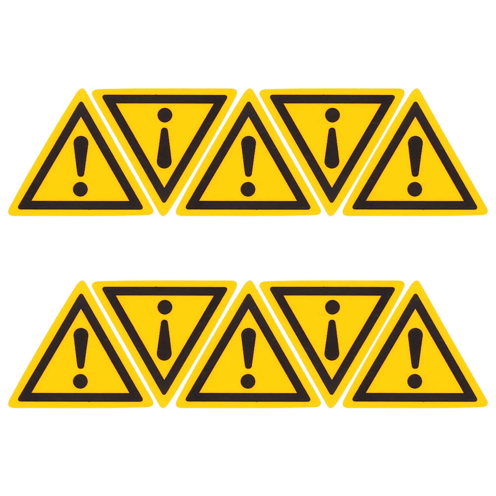10 Pcs Safety Warning Labels Stickers Caution Yellow Triangle Funny Signs High Visibility Waterproof Self Adhesive Folder Tags