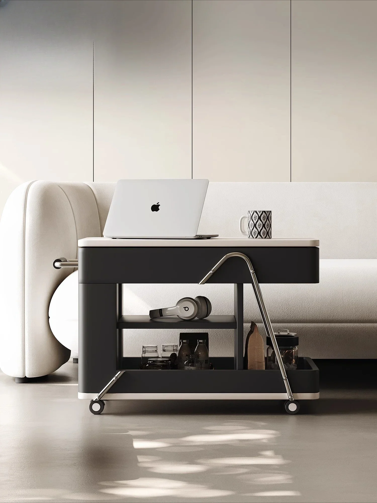 Modern simple movable lifting side few small apartment living room multi-functional trolley coffee table