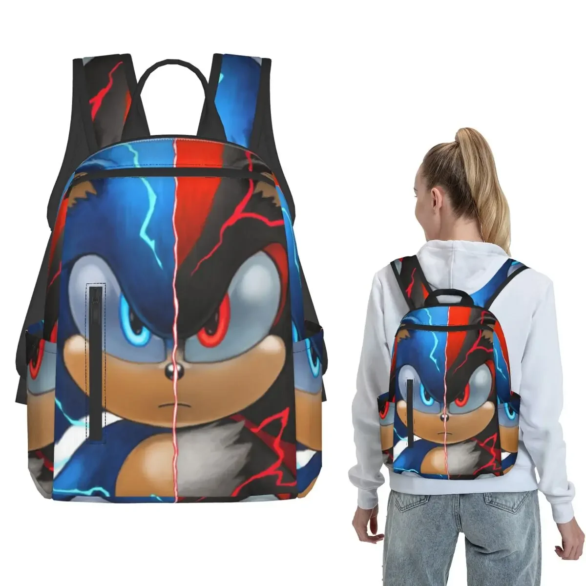 Sonic Shadow Backpack Large Capacity Kids BookBag School Bag Shoulder Bags for Men Women