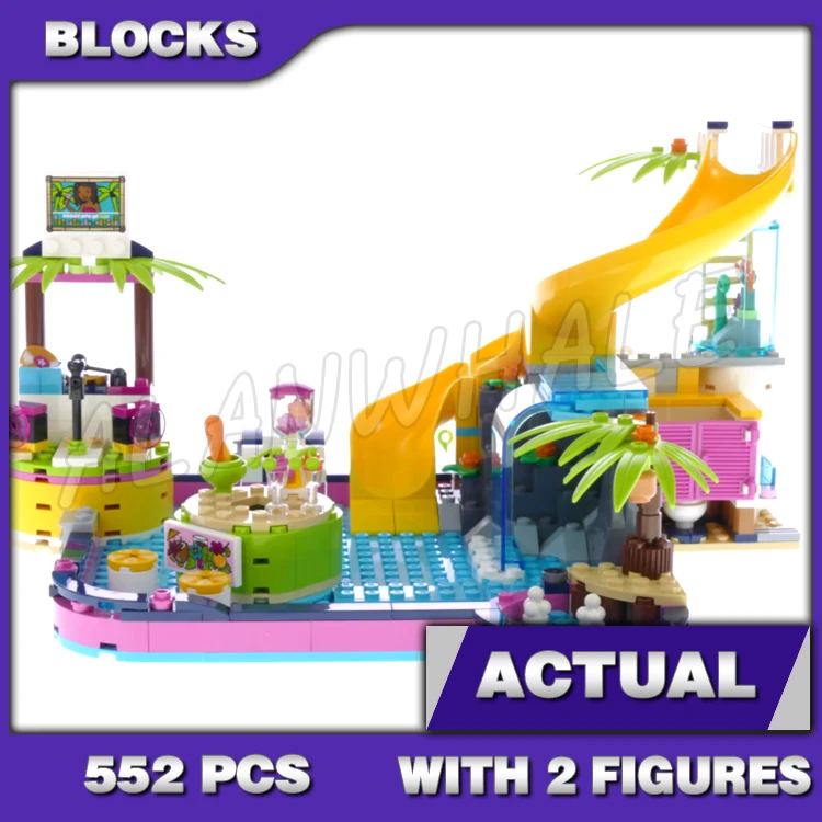 

552 шт., вечеринка у бассейна «Друзья Andrea», аквариумная горка, водопад, волновая машина 11380, наборы строительных блоков, совместимые с моделью