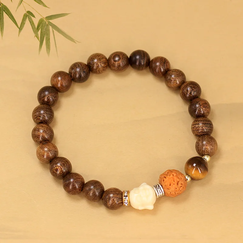 Golden Sandalwood DIY Happy Bracelet, 0.8mm, Unisex Simple Style Prayer Beads, Handheld Decorative Jewelry