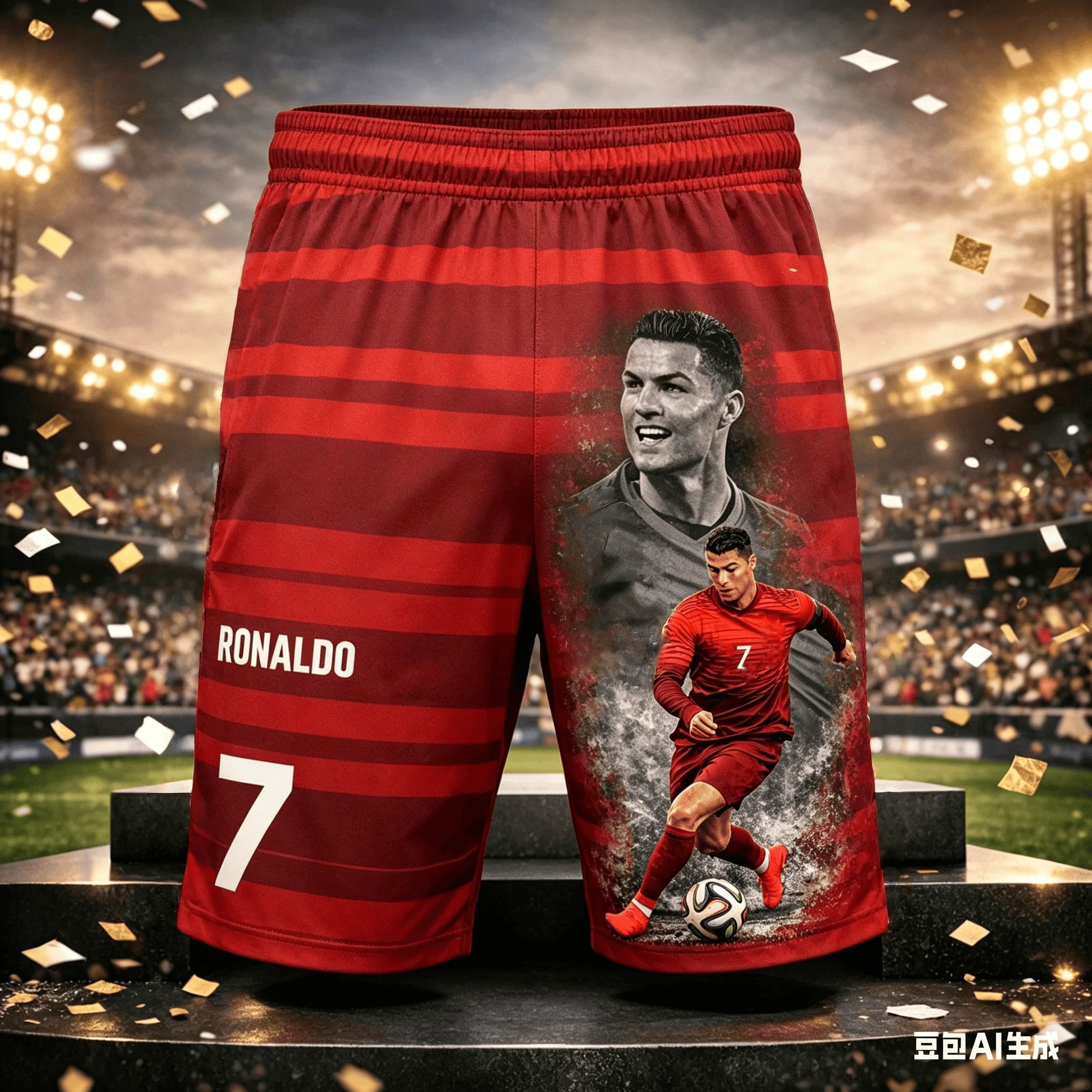 Legendary Star Adult and Children's Commemorative Pocket Shorts Cristiano Ronaldo No.7 3D Printed Casual Sports Versatile