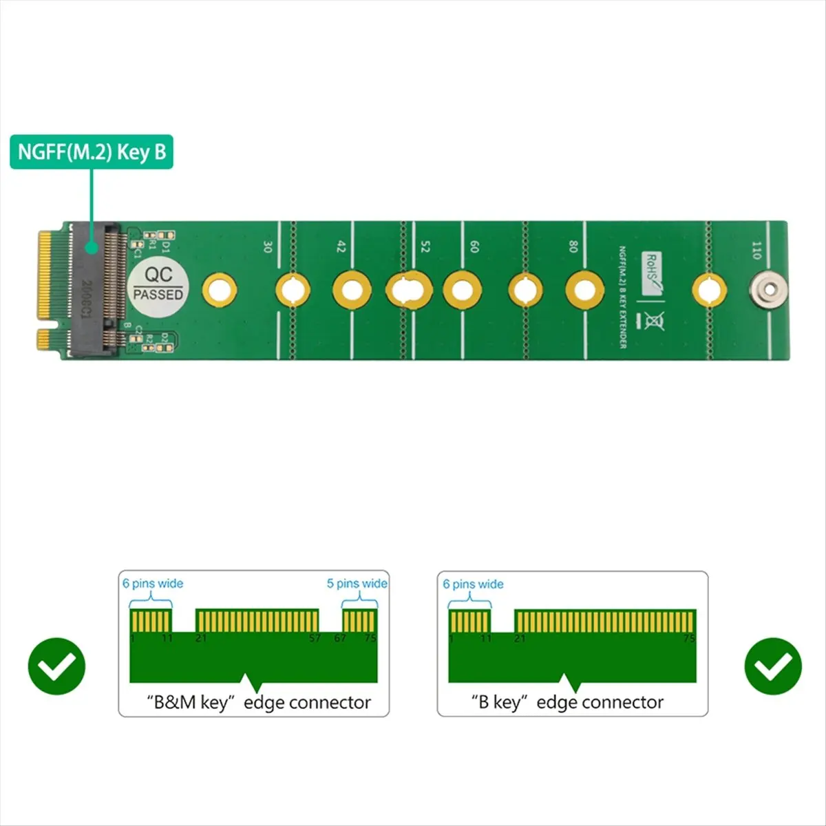 [AA91] M.2 NGFF Extended Protection Card M.2 NGFF B-Key SSD Adapter for M.2 B-Key SATA SSD to B Key Interface