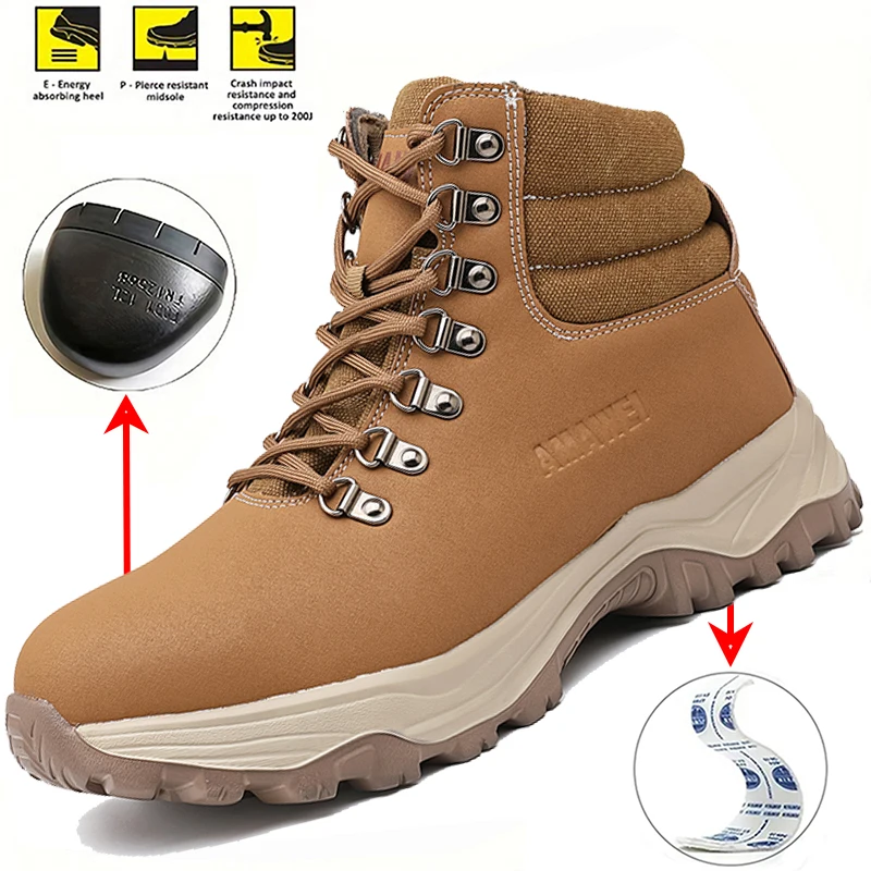 

Защитные ботинки, мужские, устойчивые к проколам, неразрушимые рабочие туфли, модные кроссовки для бега и пешего туризма, защитные рабочие ботинки