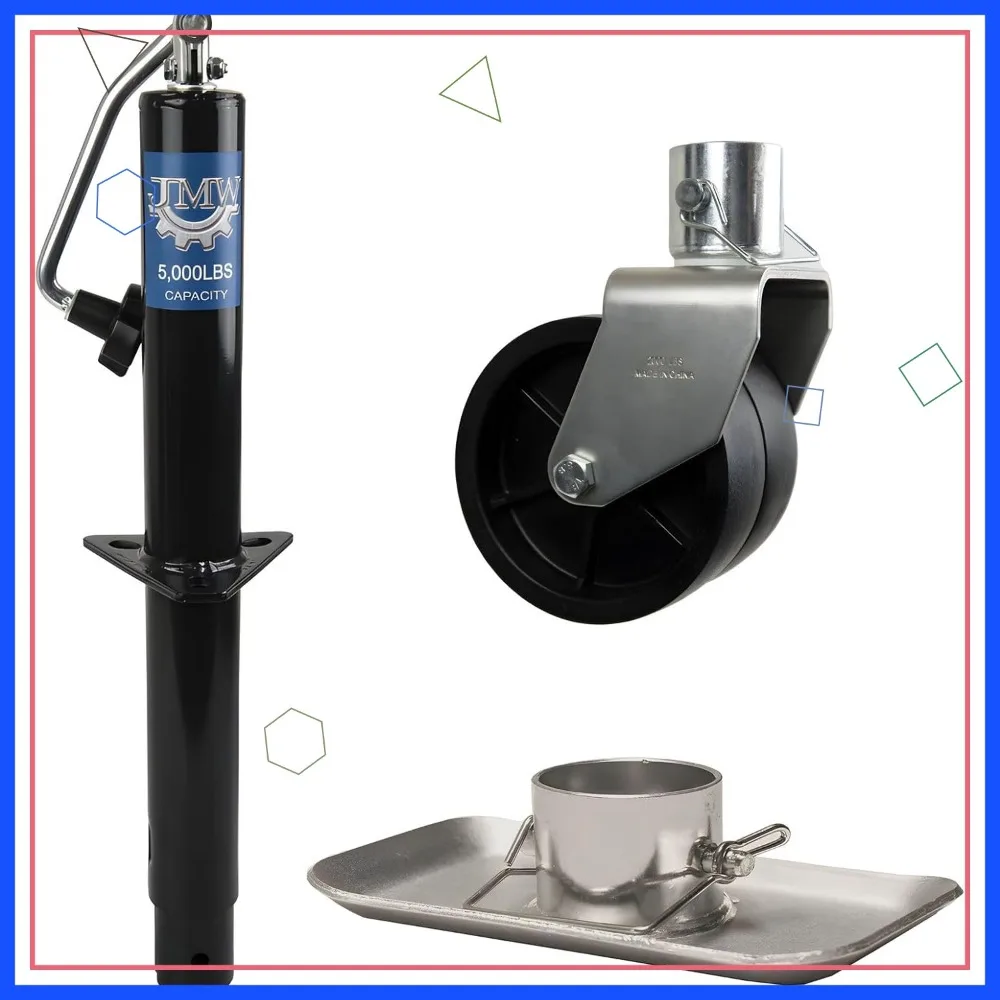 

Heavy Duty A-Frame Trailer Jack with 5000lb Capacity, Galvanized Foot Plate & Dual Caster Wheels for RV Boat Camper