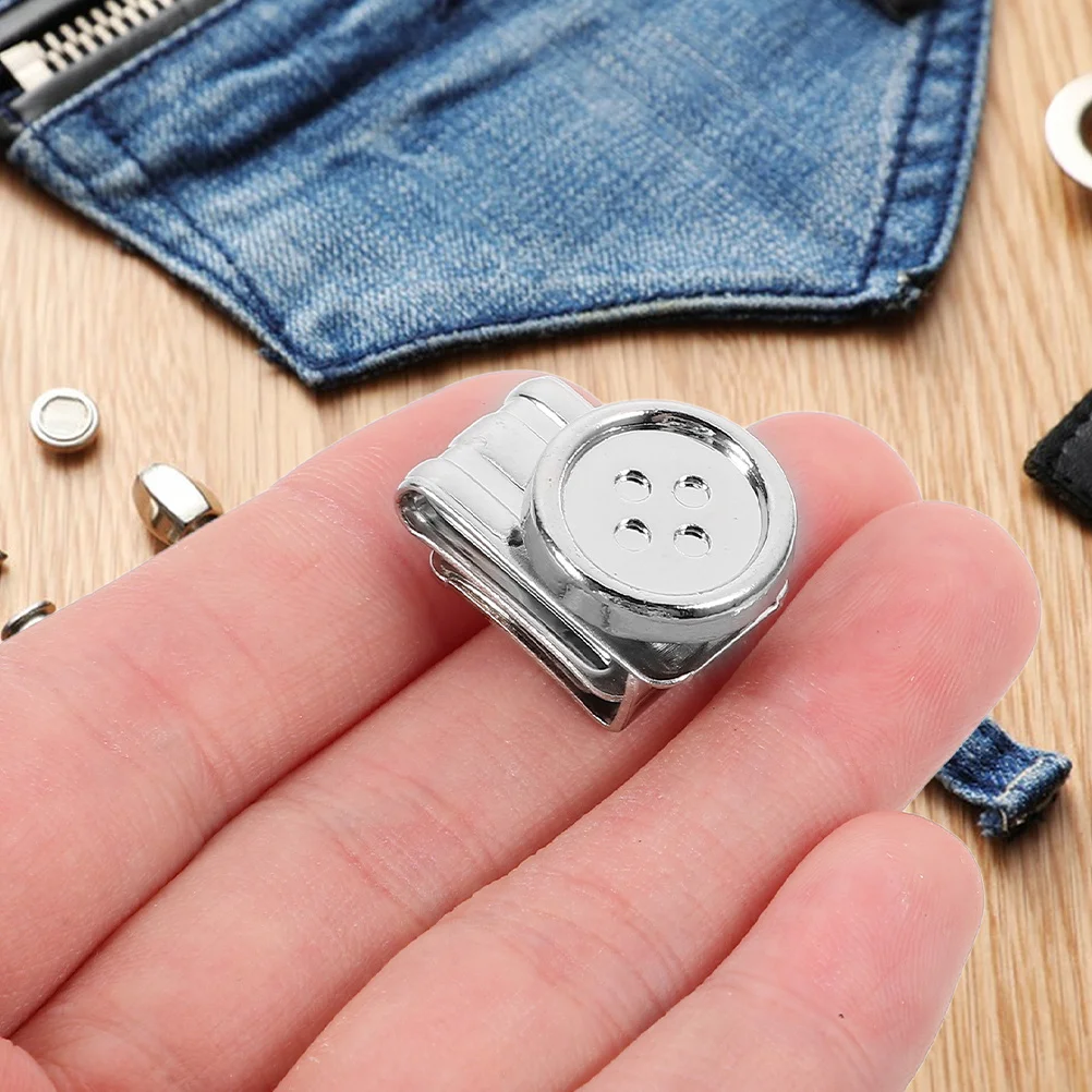 

4Pcs Movable No Sew Suspenders Buttons Metal Clips for Jeans Pants Hats Crafts Adjustable Overall Buckle Replacement Silver