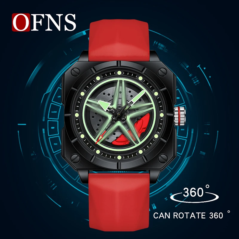 OFNS New Fashion Quartz Men Watch Five-Pointed Star Dial Rotation Design Waterproof Luminous Youth Trend Watch Relogio Masculino