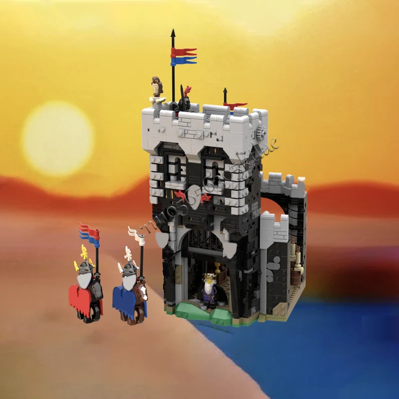 1537ピース カスタムMOC 中世 黒騎士の城 正門 モデルビルディング DIYブロック 組み立ておもちゃ ホリデーギフト