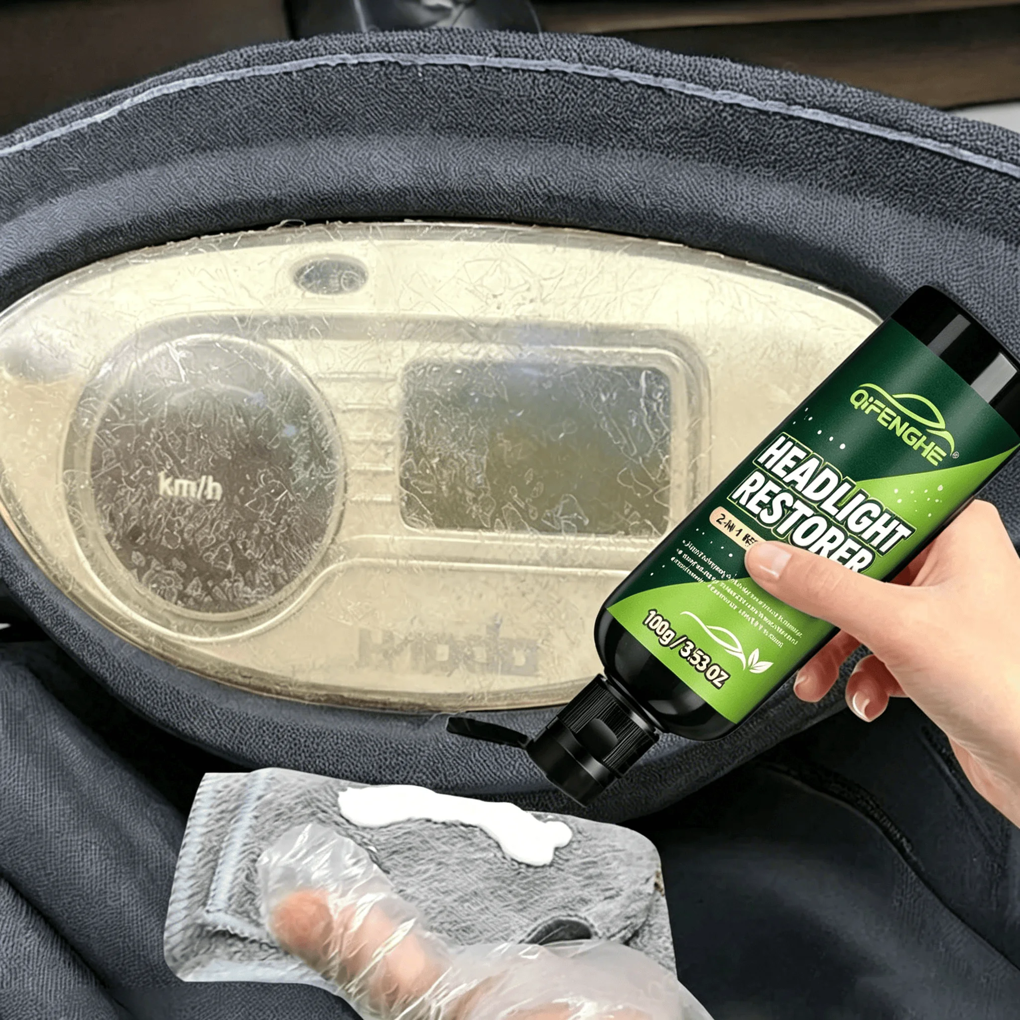 Headlight Restoration Cream for Faded Yellow Headlights Polish Restore Brightness UV Protection 100g