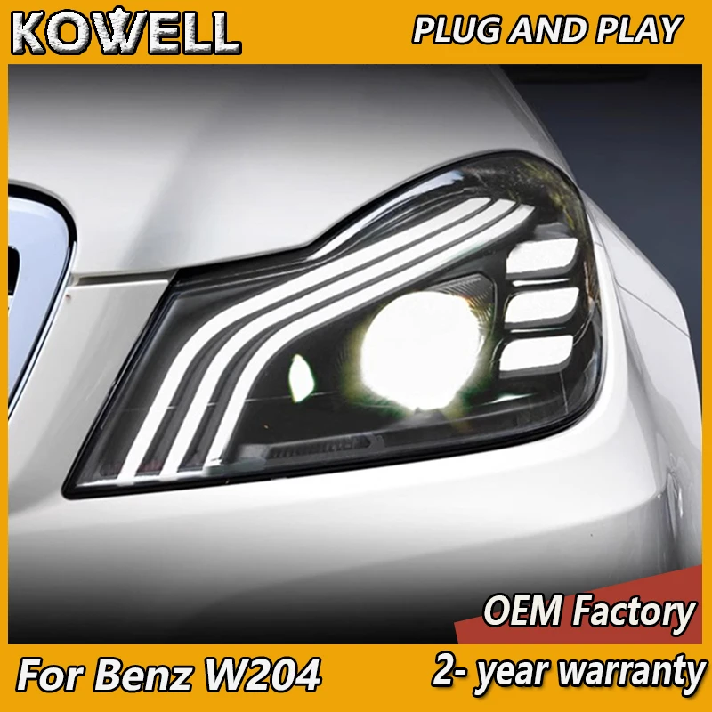 

Стайлинг автомобиля для Benz W204 фара 2011-2013 C200 фары Mercedes C260 DRL указатель поворота ближний свет линза проектора