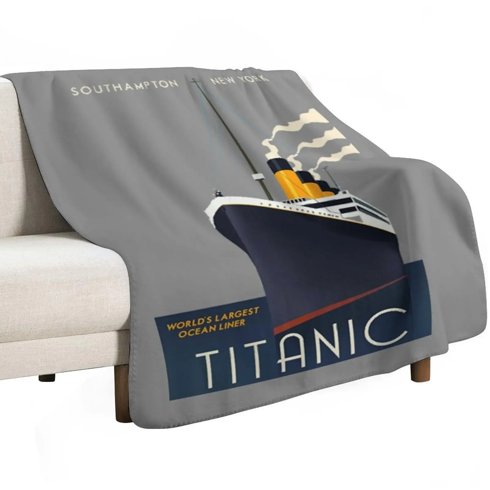 Titanic Sinking Vintage Poster Cruise Ship Atlantic Ocean Voyage Throw Blanket Soft Big Soft Plush Plaid heavy to sleep Blankets