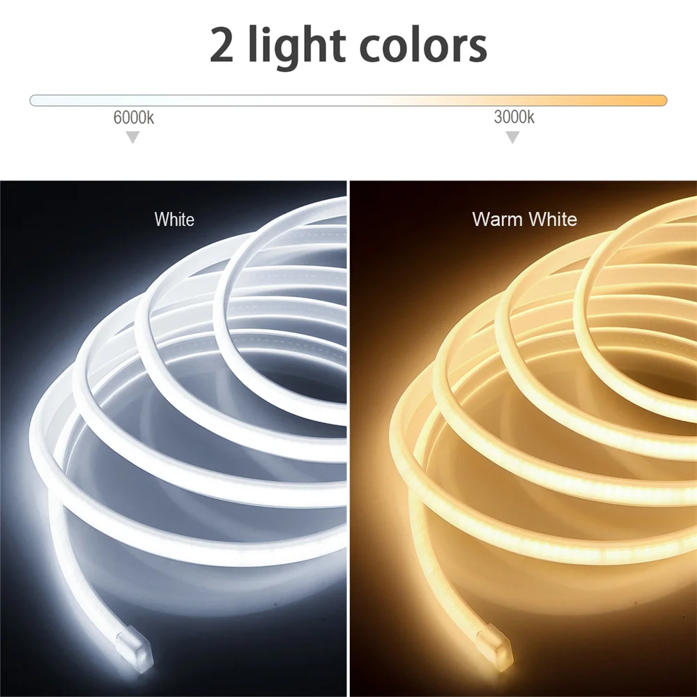 COB Strip LED 220v High Brightness IP65 Waterproof Outdoor LED Strip 220V LED Ribbon Flexible Tape for Home Garden Decor