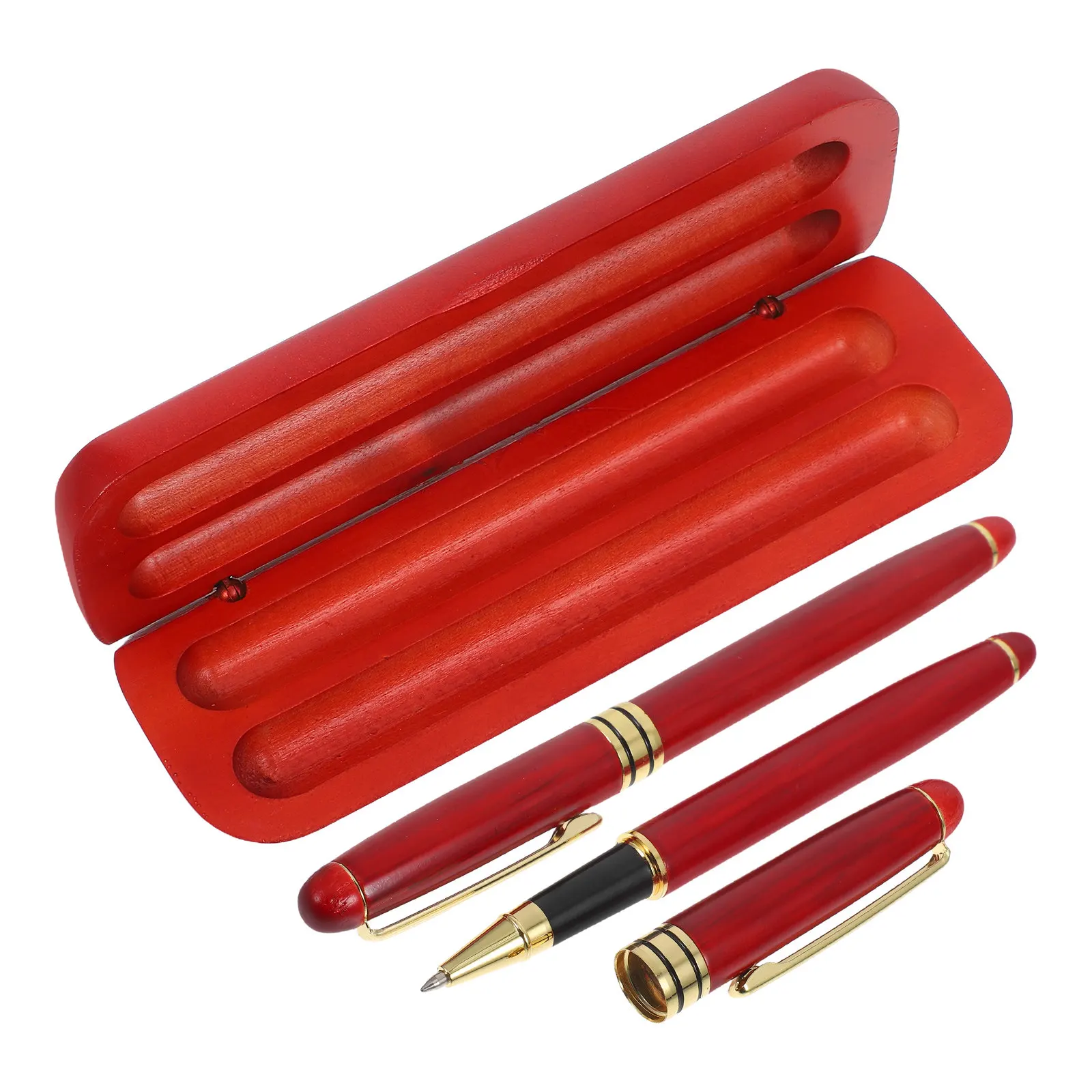 

Rosewood Fountain Pen and Ballpoint Pen Set Slim Lightweight Office Stationary Gift in Elegant Wooden Box for Anniversary