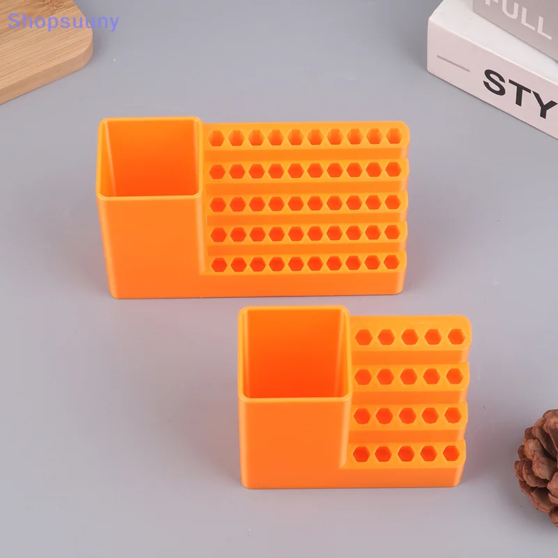 20/50 Holes Drill Holder Bit Organiser Screwdriver Head Orange Storage Toolbox Hole Board Screwdriver Stand Hex Shank Organiser