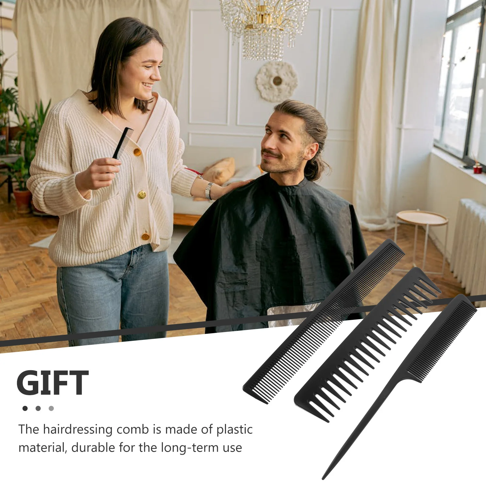 

1Set Wide Tooth Comb Set Plastic Hair Combs Durable Hairdressing Styling Tool Detangling Brush for Home Salon Hair Care