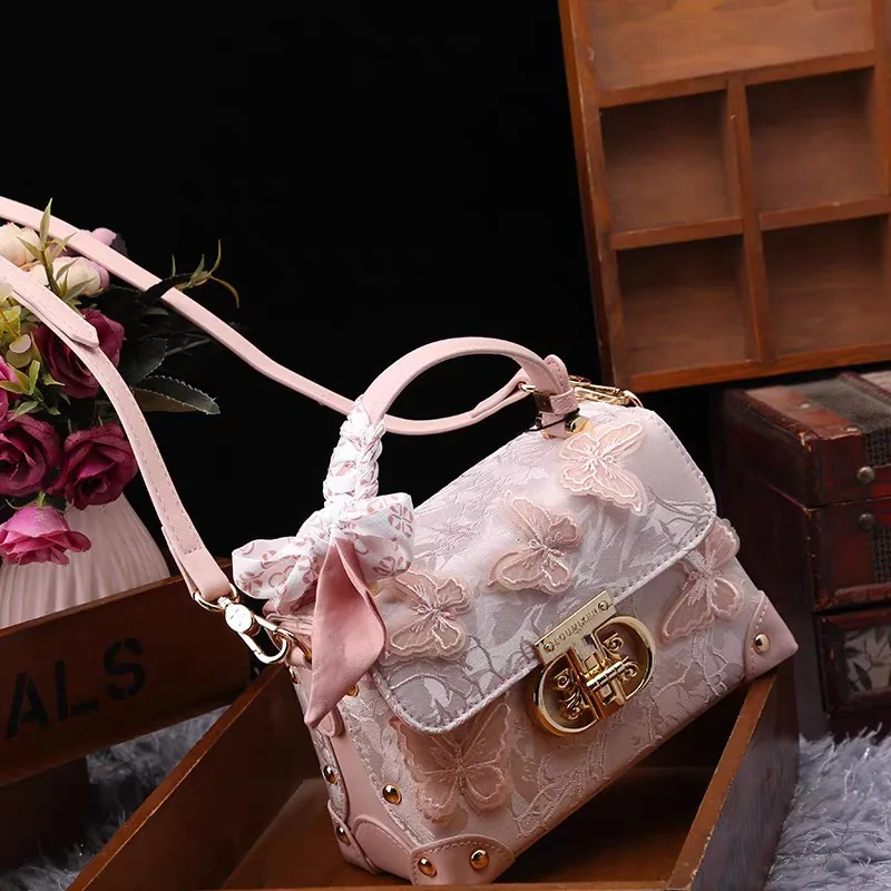 Tas Selempang Kotak Kecil yang Chic 2025 Terbaru untuk Wanita, Tas Selempang Kulit Lembut, Tas Syal Kupu-kupu Trendi untuk Semua Kegunaan