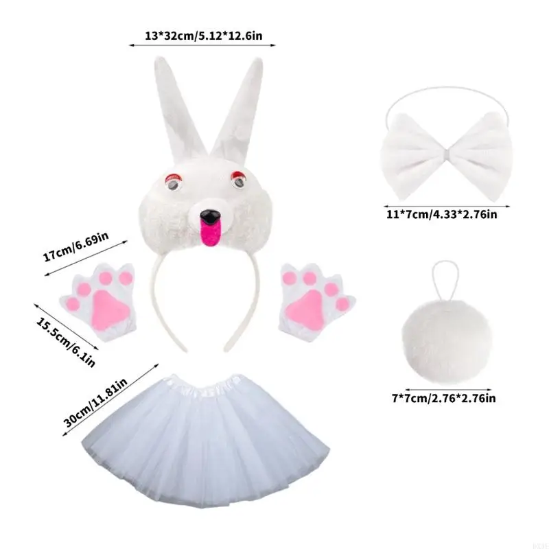 DXAE Animal Bunnies Costumes Acessórios Bunnies Ears Bandra da cabeça Tail luvas joio