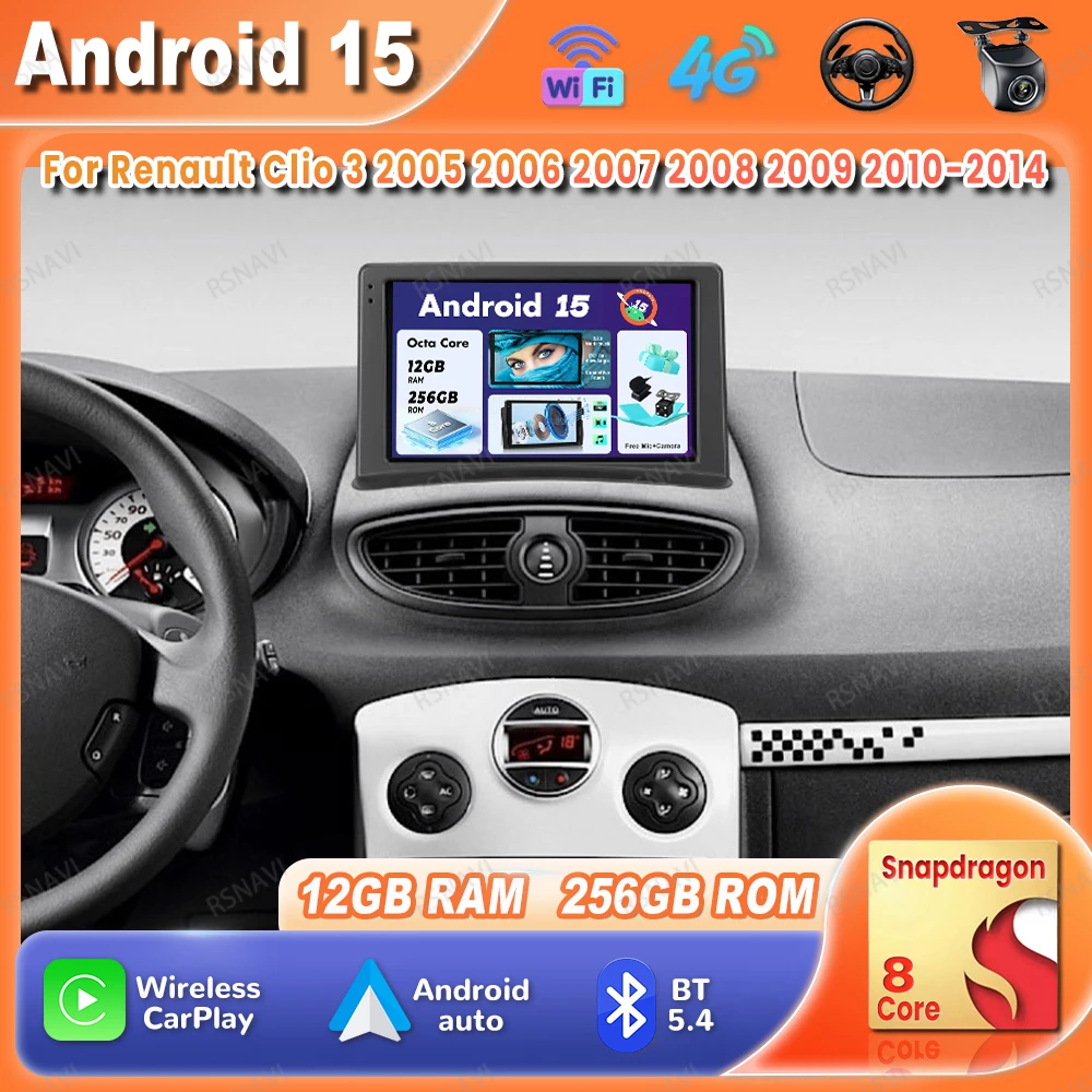 

Car Radio Android 15 For Renault Clio 3 2005 2006 2007 2008 2009 2010-2014 DVD 5G WIFI DSP Multimedia Navigation GPS Autoradio