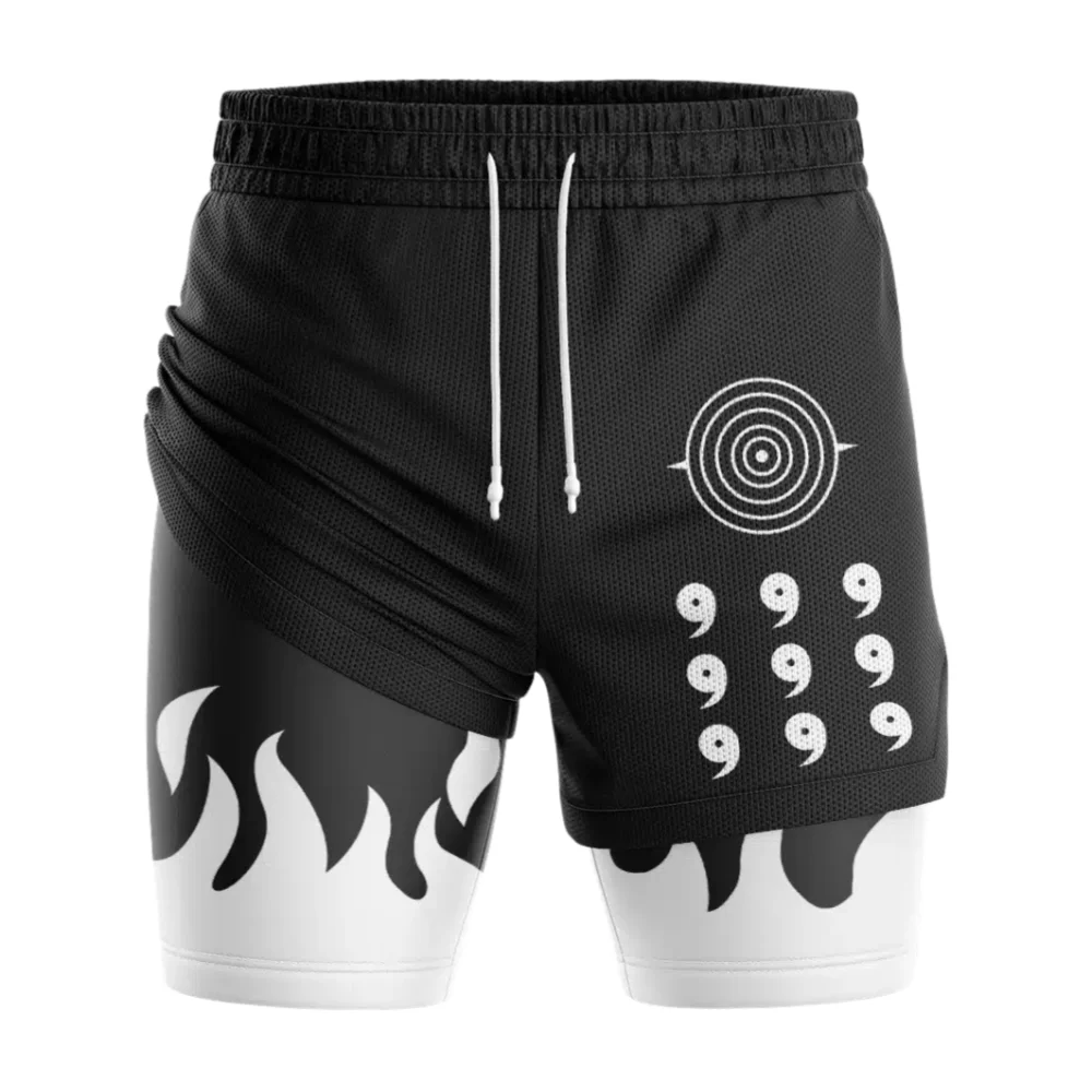 Naruto Sage of The Six Paths Symbol Anime 2-in-1 Performance Shorts Family Summer Breathable Quick Dry Unisex Gym Fitness Shorts