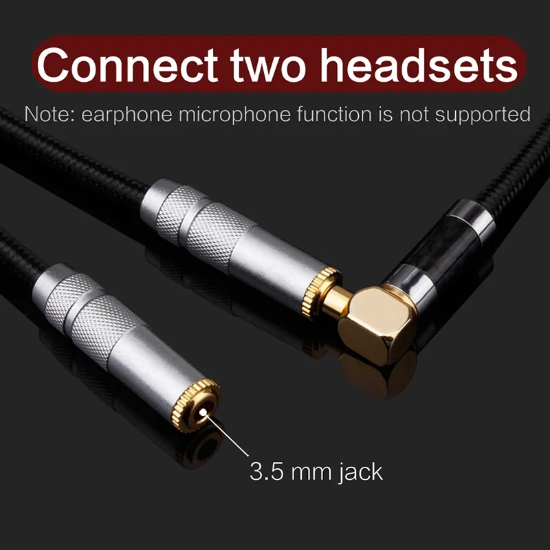 YYTCG 3.5mm To Dual Y Plug Audio Headset Jack Splitter Share Cable Adapter Golden Connector Earpiece for Earphone Headphone