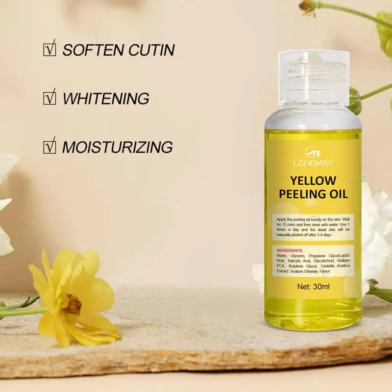 Aceite Peeling amarillo fuerte, aclara los codos, rodillas, manos, melanina, incluso tonifica la piel y blanquea la piel