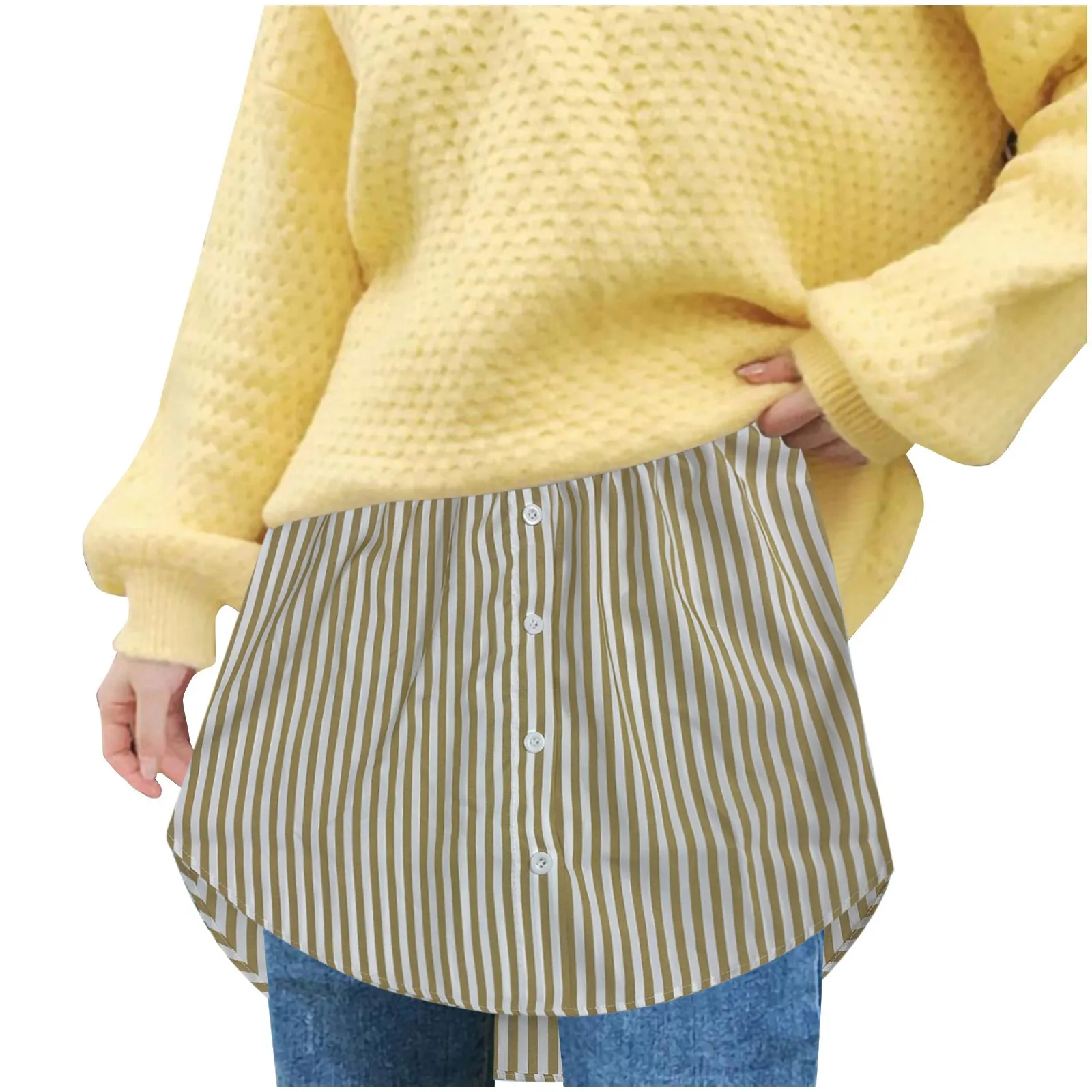 Detachable Underskirt Women Fake Irregular Shirt Extenders Grils Striped Shirt Tail Blouse Hem Fake Hem Multicolour Mini Skirt