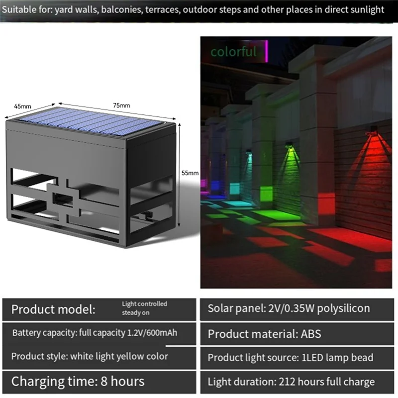 Lampade da parete solari Luci da recinzione per esterni Luci per scale solari impermeabili a LED Luci per patio esterno