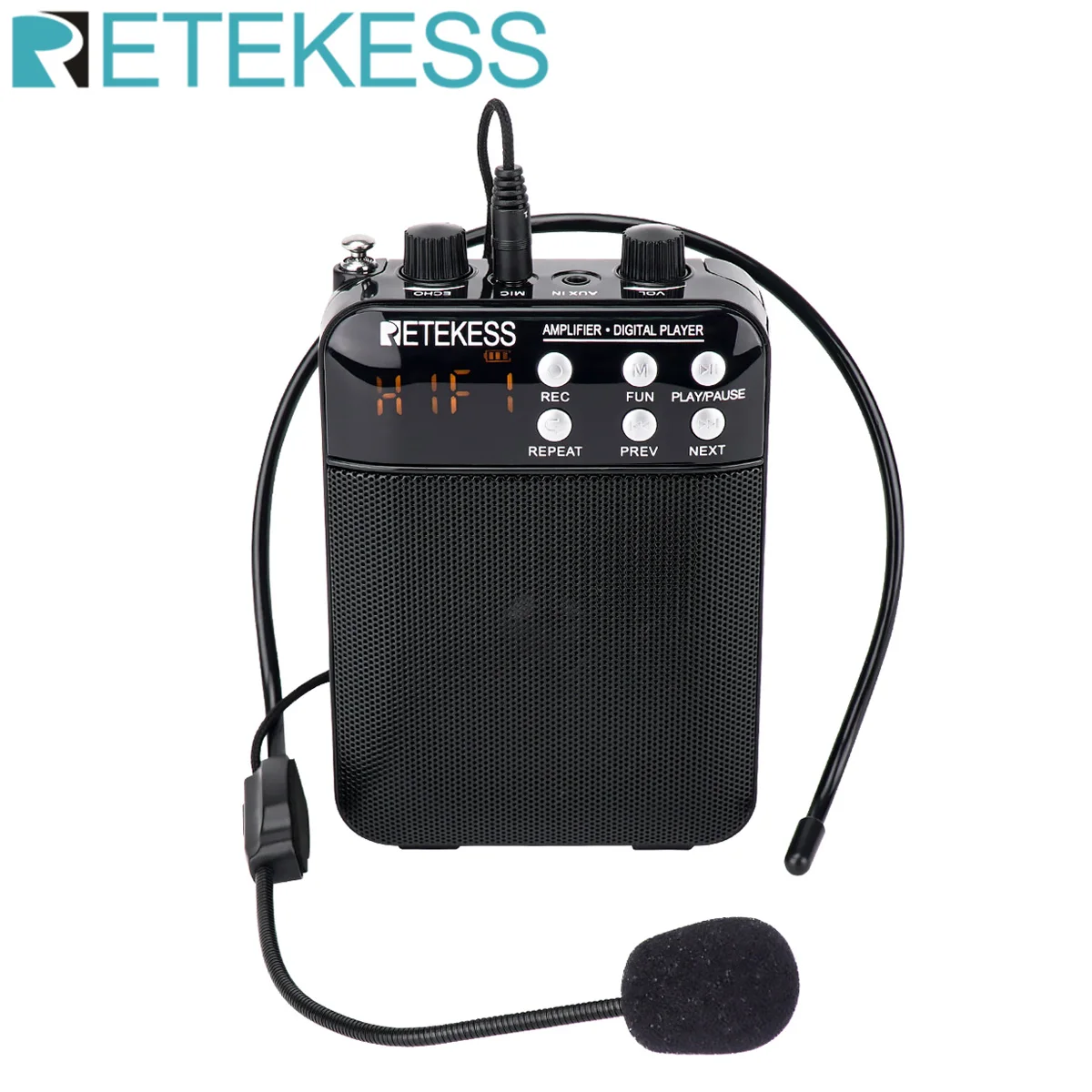 Retekess TR619 Megaphone Portable 3W FM Recording Voice Amplifier Teacher Microphone Speaker Mp3 Player FM Radio for Tour Guide