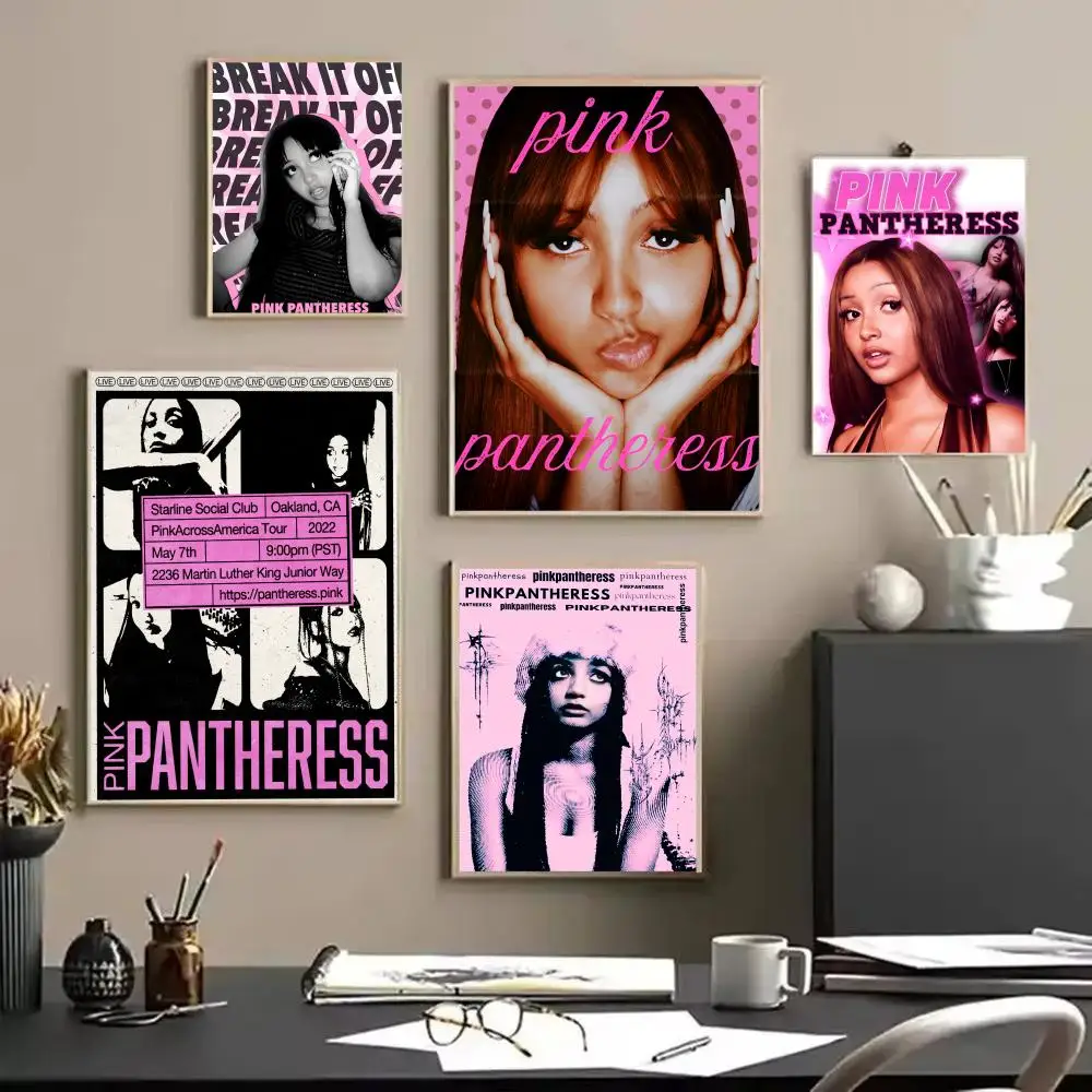 P_PinkpanthereSS ألبوم اللوحة الخط قماش الكتان ملصق جدار يطبع لغرفة المعيشة غرفة نوم مكتب ديكور المنزل