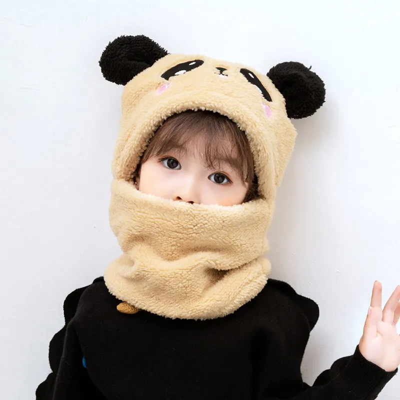 Cartoon Hat Girl Boy Scarf Thickened Hat Winter Hat Newborn Warm Children\'s Hat Plush Children\'s Hat Adult Parent Child Hat