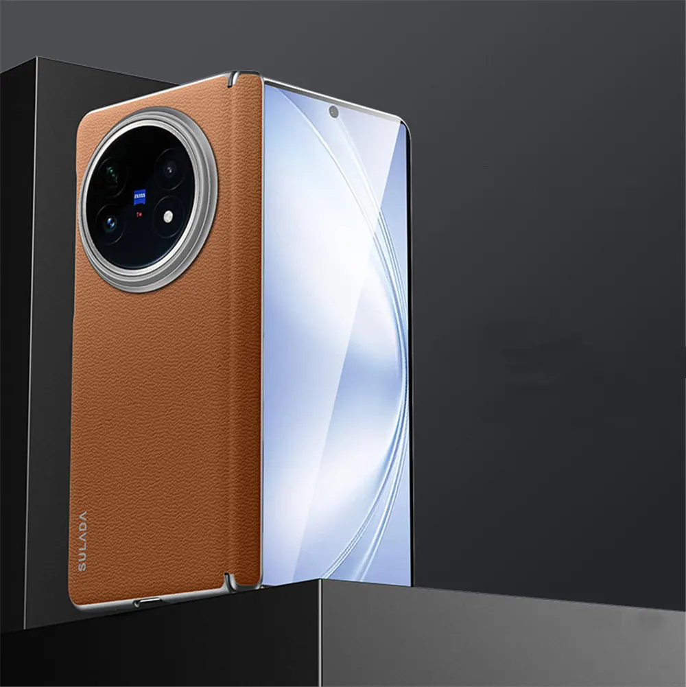 

Premium Natural Cowhide Leather Case For Vivo X Fold5 Hinge Protective Back Cover