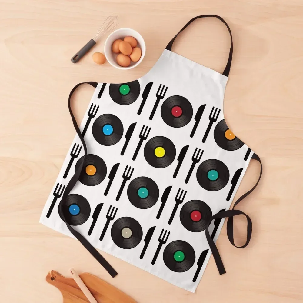 Vinyl Record Collection Apron For Kitchen kitchen clothes Kitchen Barista Apron