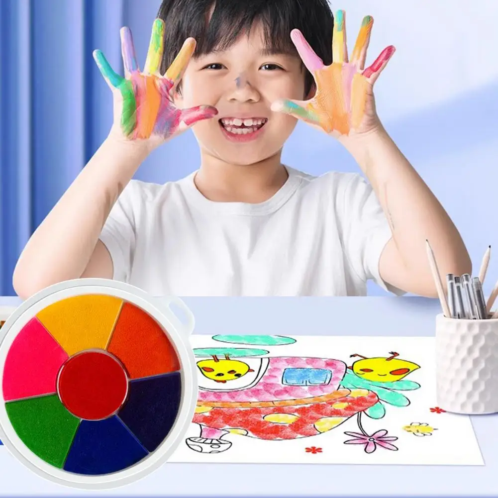 Children Finger Painting Pad Washable Finger Painting Ink Pad Set for Toddlers Portable Diy Arts Crafts Projects Color Palette