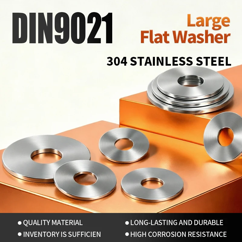 Plain Metal Meson Gasket Large Big Flat Washers DIN9021 Standard 304 Stainless Steel Washers M2 M2.5 M3 M4 M5 M6 M8 M10 M12 M14