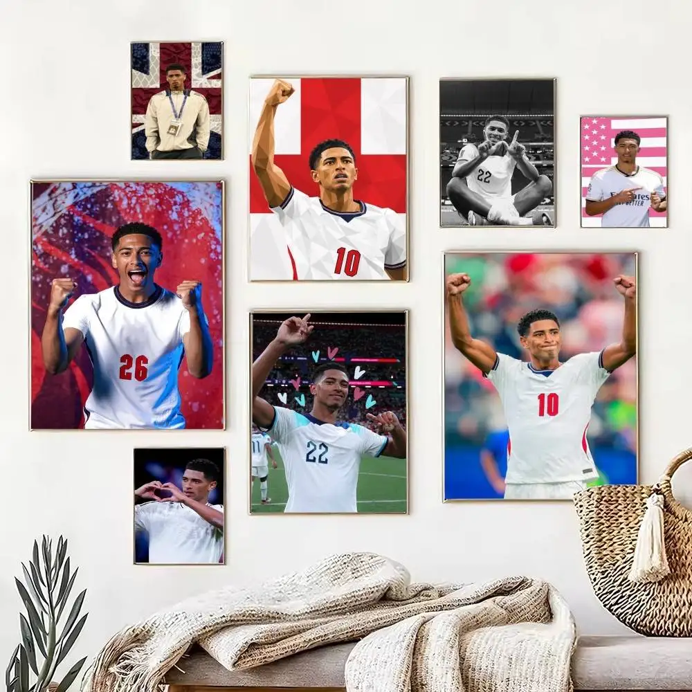 J-Jude B-Bellingham Football Poster Waterproof Wall Art Sticker For Bar Living Room Vintage Decor High Quality Print Gift