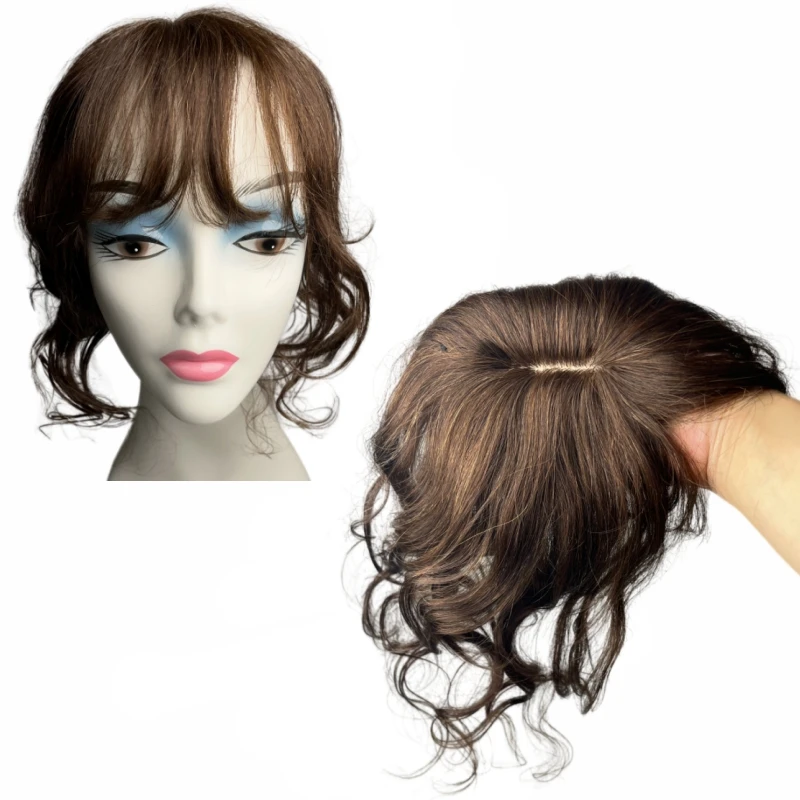 Clip-in Extension Real Human Hair Toppers Natural Topper for Women Hair Accessories Natural Wavy Clips In Wigs Lady Hairpieces