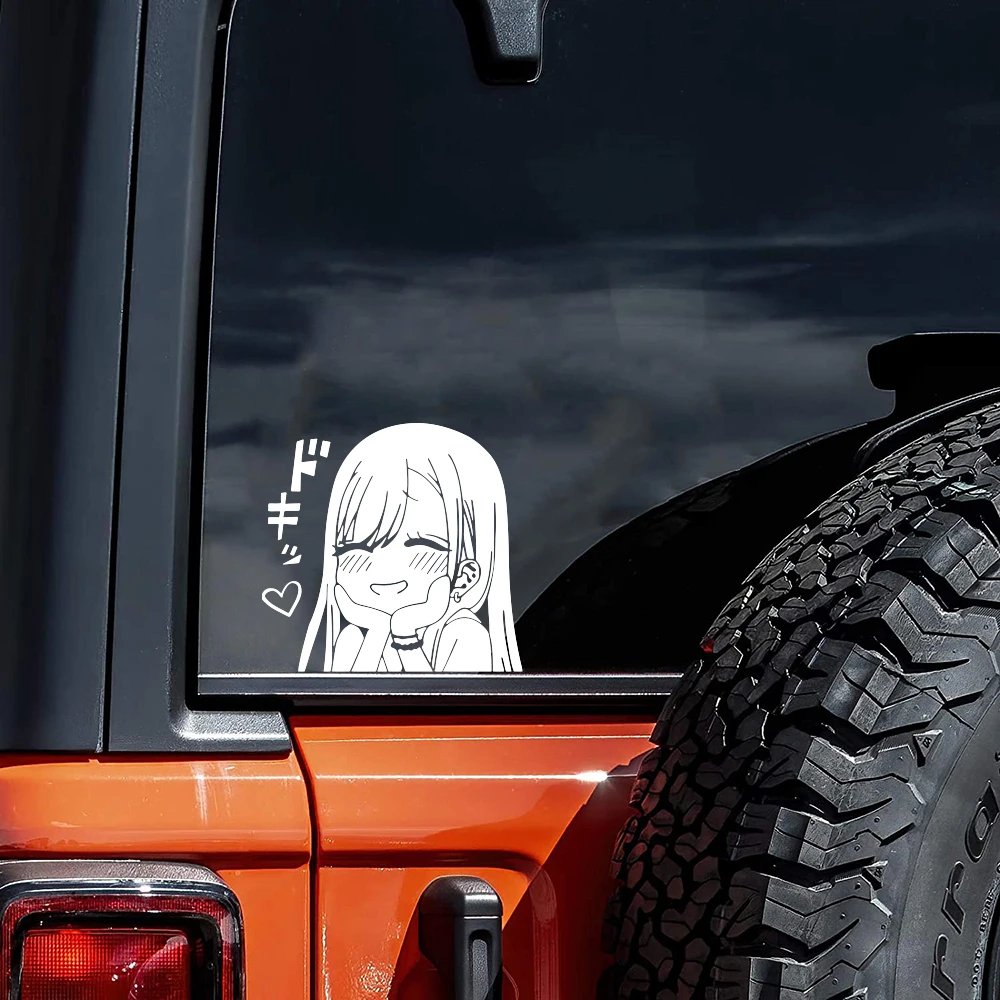 لطيف أحمر الخدود أنيمي فتاة Peeker سيارة ملصق مائي ل الوفير الباب الخلفي هود بونيه JDM سباق السيارات السيارات سيارة ديكور