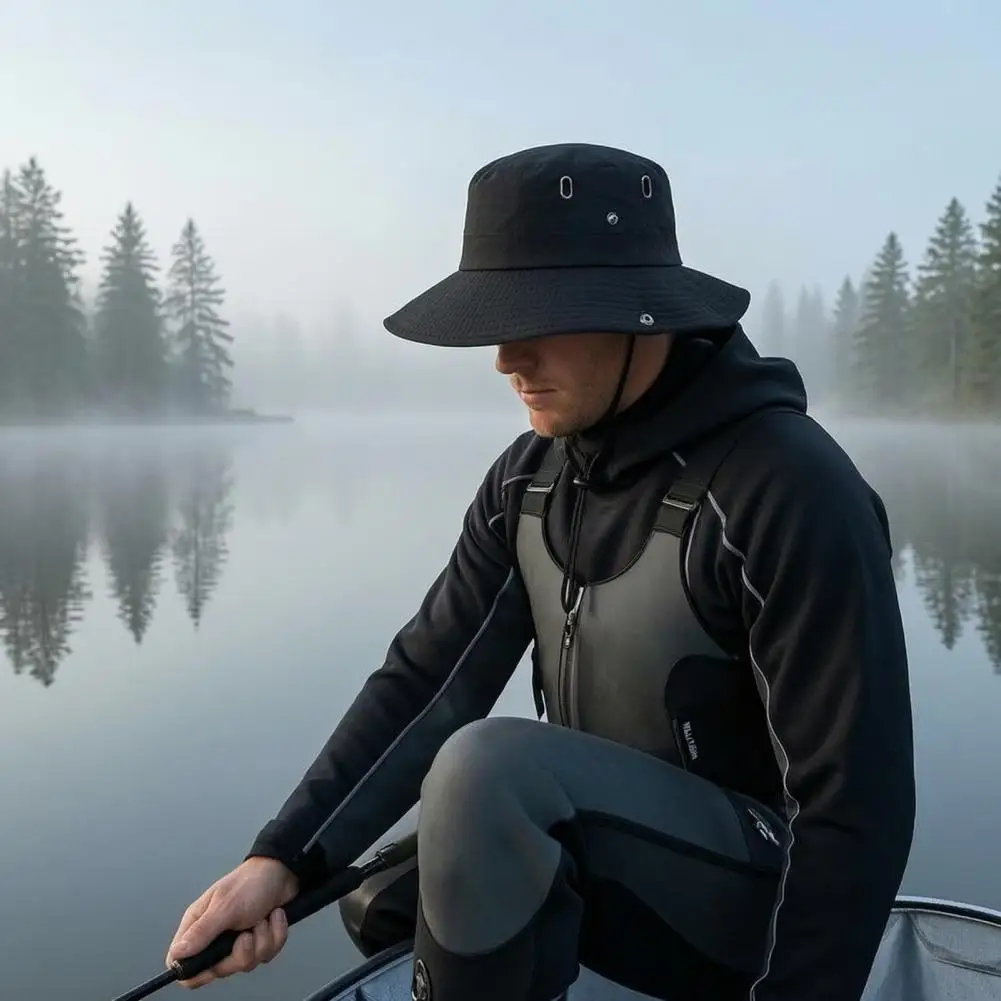 Foldable Packable Hat Waterproof Hiking Hat Wide Brim Sun Hat for Men Women Quick Dry Bucket Cap with Breathable Vents