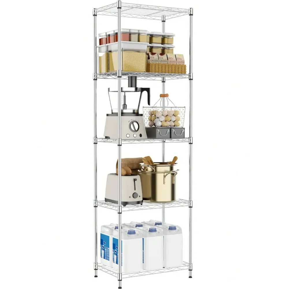 

Garage Shelving Storage Shelf Shelves 5 Tiers Shelf Metal Storage Shelves Wire Rack Closet Organizers With Wheel For Garage Kitc