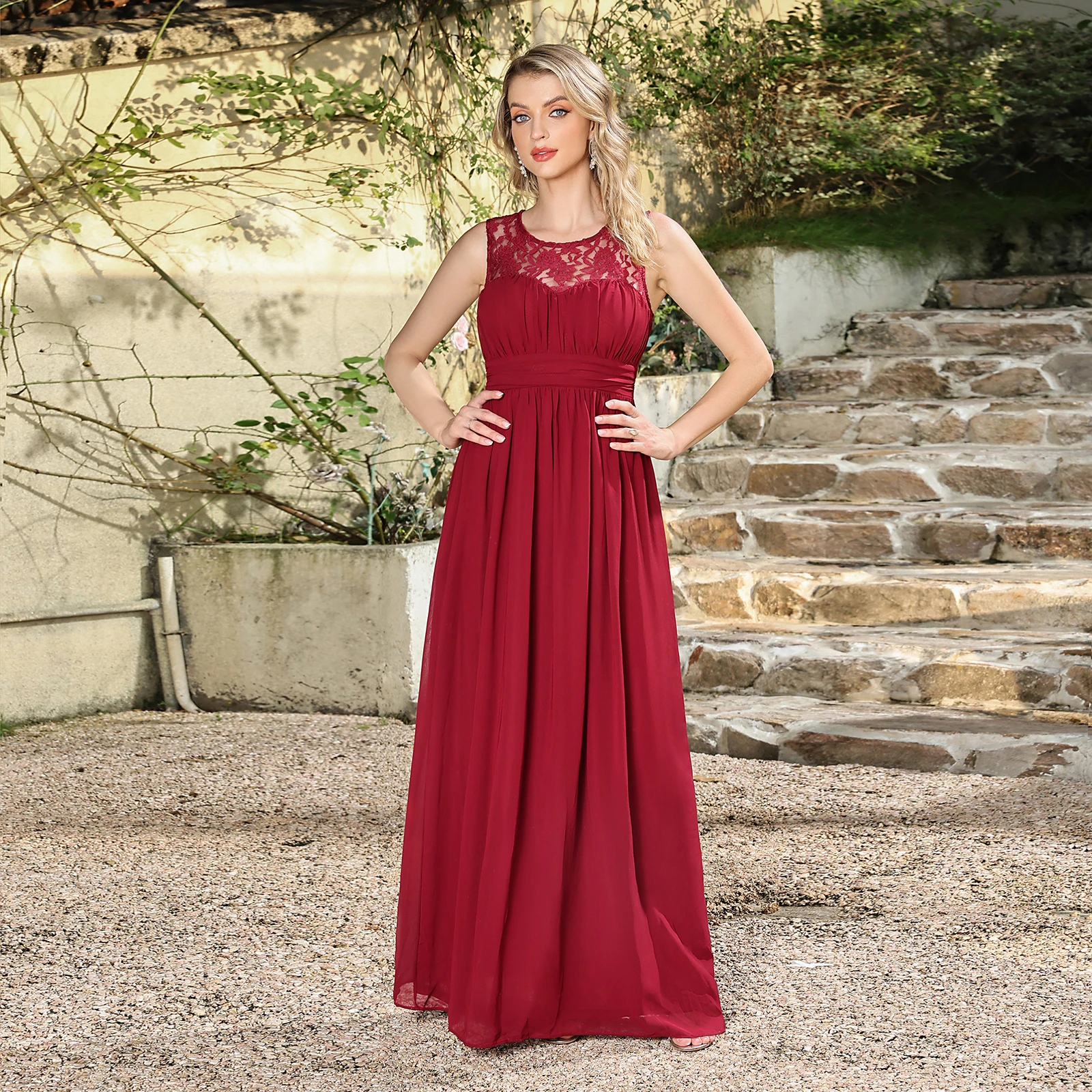 

Misshow Floral Lace Chiffon Evening Dress Elegant Cut Out A Line Long Evening Party Dresses For Prom Robe De Soirée