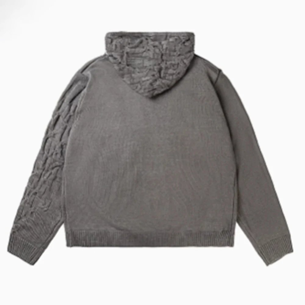 MJWQ-suéteres con capucha de diseño de punto americano para hombre, jersey de calle alta para primavera e invierno, Tops informales de moda de nicho para hombre 010279